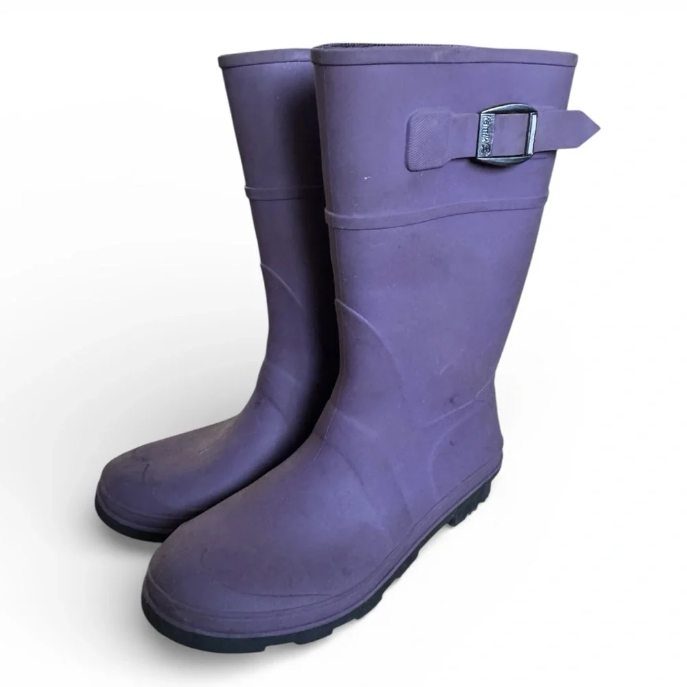 Kamik Kids Waterproof Rubber Rain Boots Buckle Winter Outdoor Purple Size 4